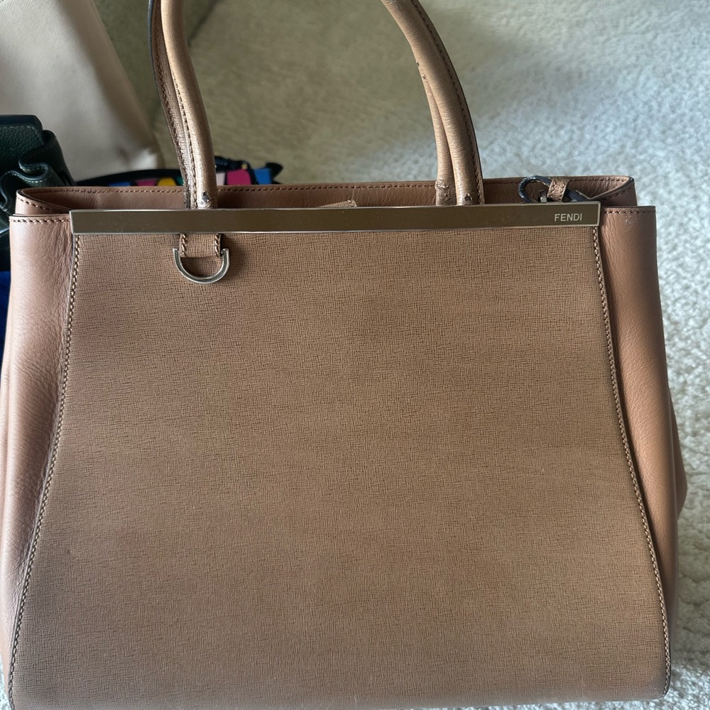 Fendi Tan Leather Tote Bag with Structured Design
